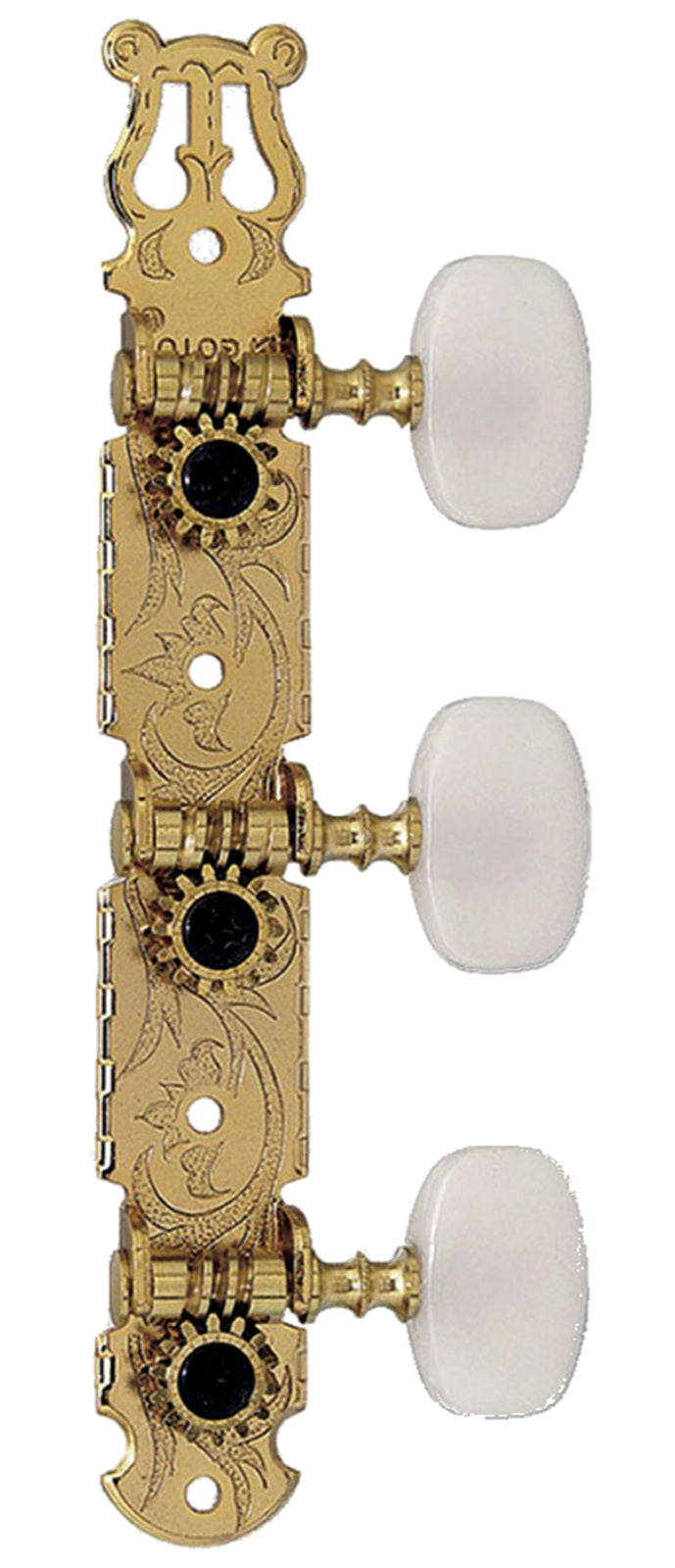 Gotoh 35G450 Classical Guitar Tuning Machines on Decorative Plate in Flash Gold Finish (3+3)