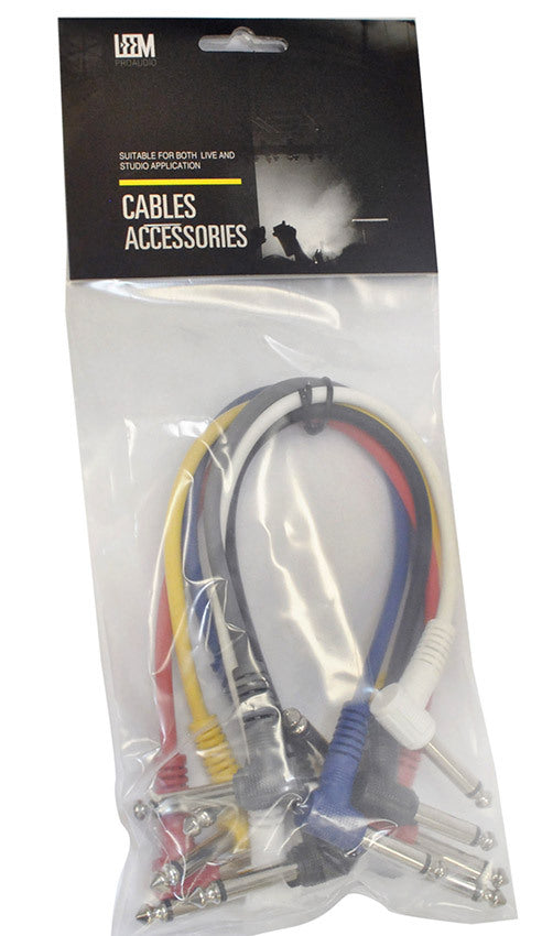 Leem 1ft FX-Pedal Patch Cables 6pk (1/4" Right-Angled Plug - 1/4" Right-Angled Plug)