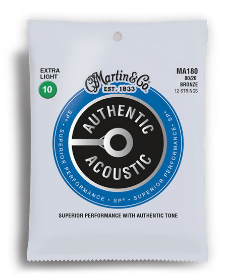 Martin Authentic Acoustic SP 80/20 Bronze Extra Light 12-String Guitar String Set (10-47)