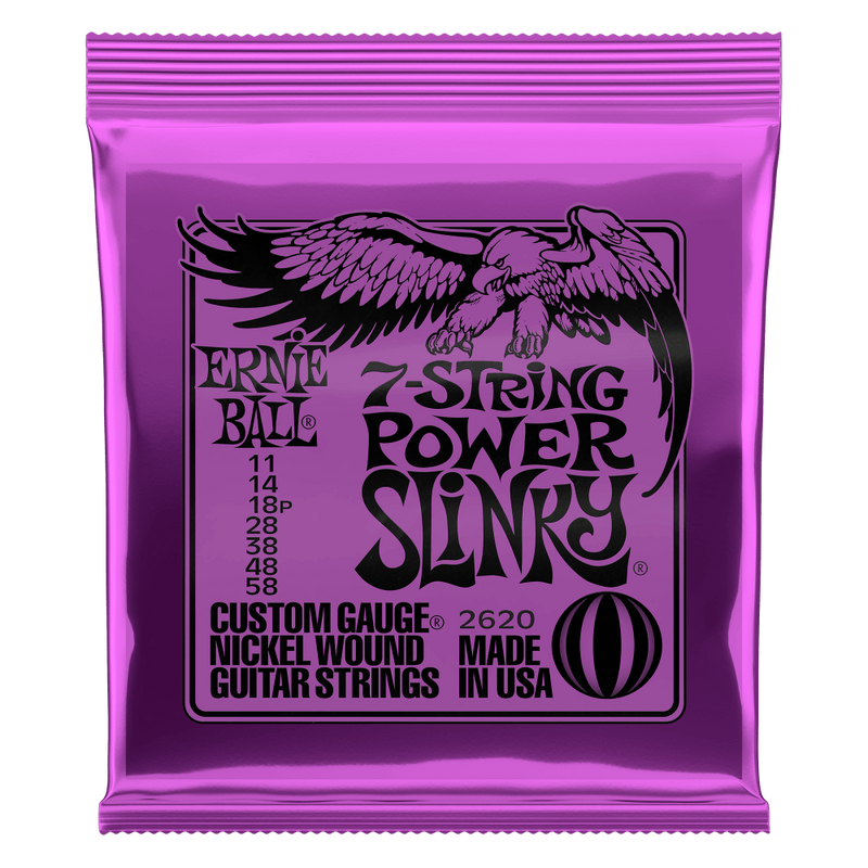 Ernie Ball Power Slinky 7-String Nickel Wound Electric Guitar Strings 11-58 Gauge