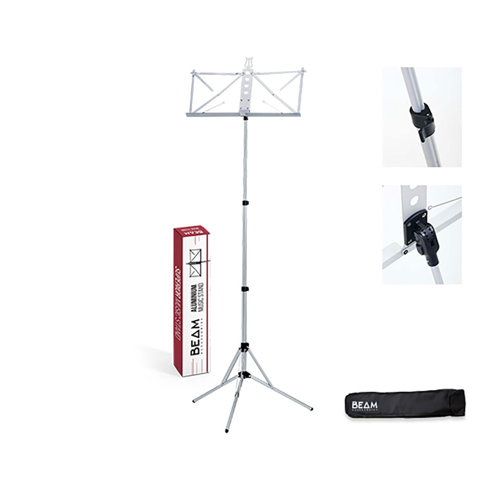 Beam Accessories Aluminium Deluxe Music Stand with bag – Silver BM6