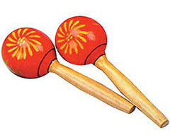Maraca Set-Wooden Ball-Red Pattern 85mm width