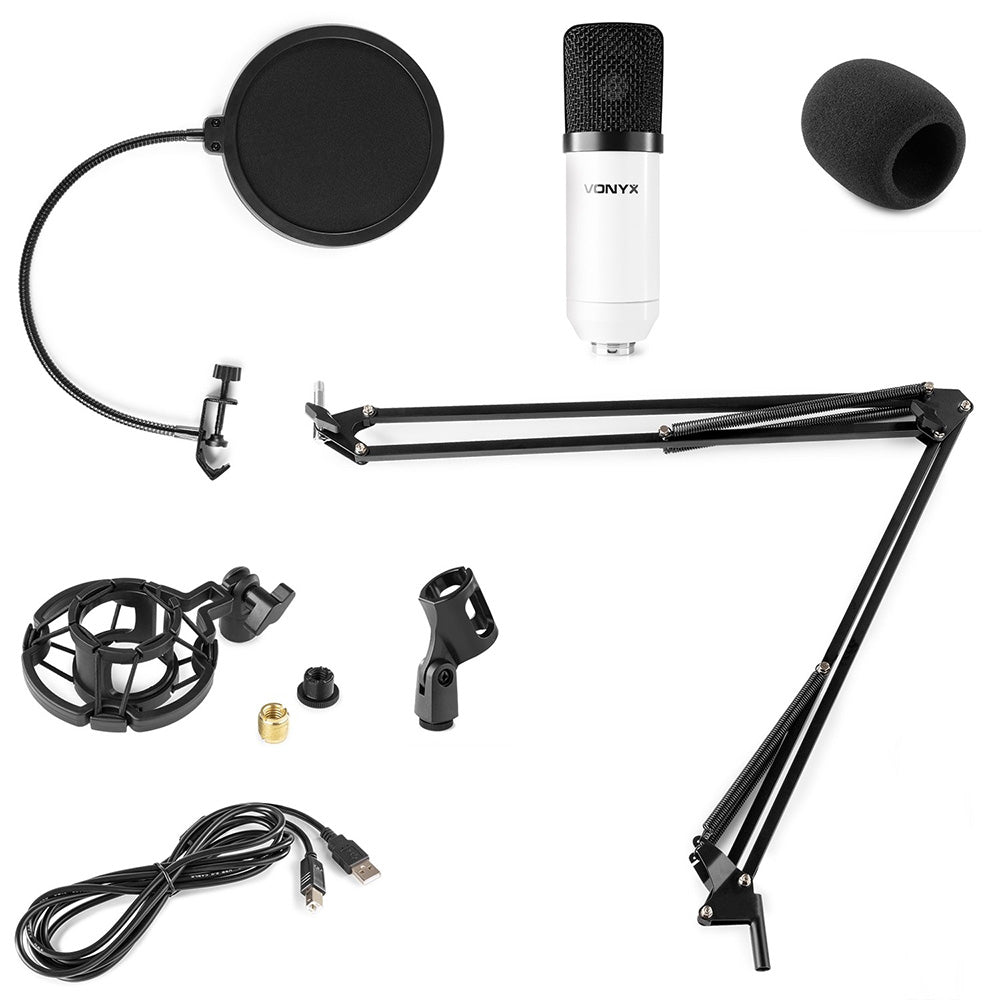 Vonyx CMS300W USB Studio Microphone Set White