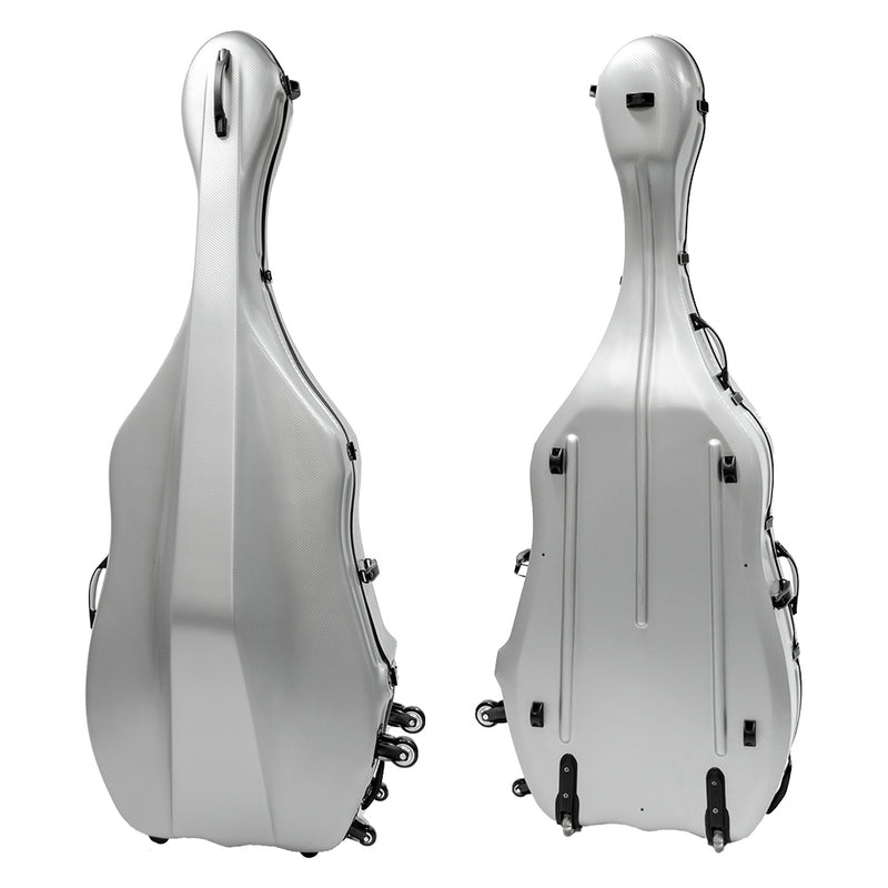 HQ Polycarbonate Double Bass Case - Brushed Silver 3/4 14.5kg