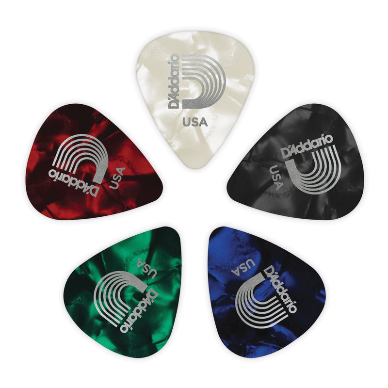 D'Addario Assorted Pearl Celluloid Guitar Picks, 25 pack, Light
