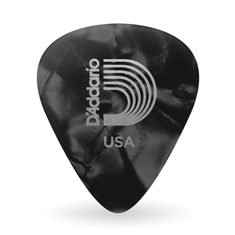 D'Addario Black Pearl Celluloid Guitar Picks, 100 pack, Light
