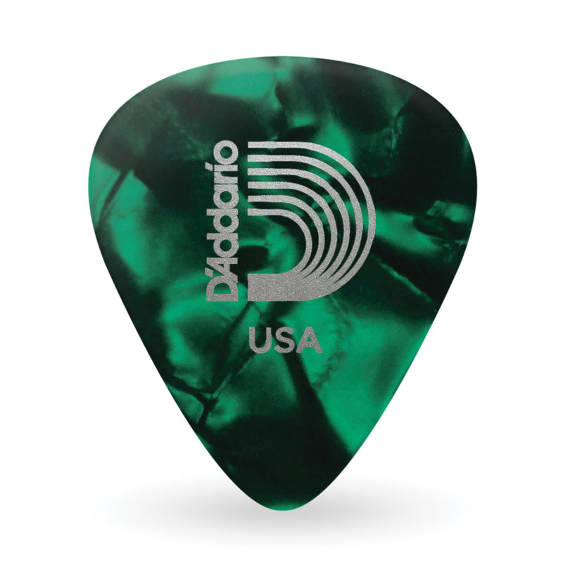 D'Addario Green Pearl Celluloid Guitar Picks, 10 pack, Extra Heavy