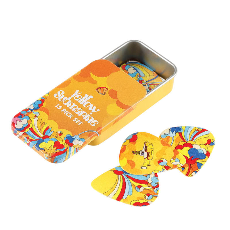 D'Addario Beatles Yellow Submarine 55th Anniversary Guitar Picks, Primrose Prairie, Medium Gauge (.70mm), 15-Pack Tin