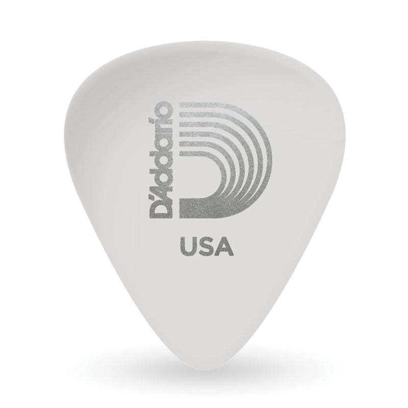 D'Addario White-Color Celluloid Guitar Picks, 25 pack, Medium