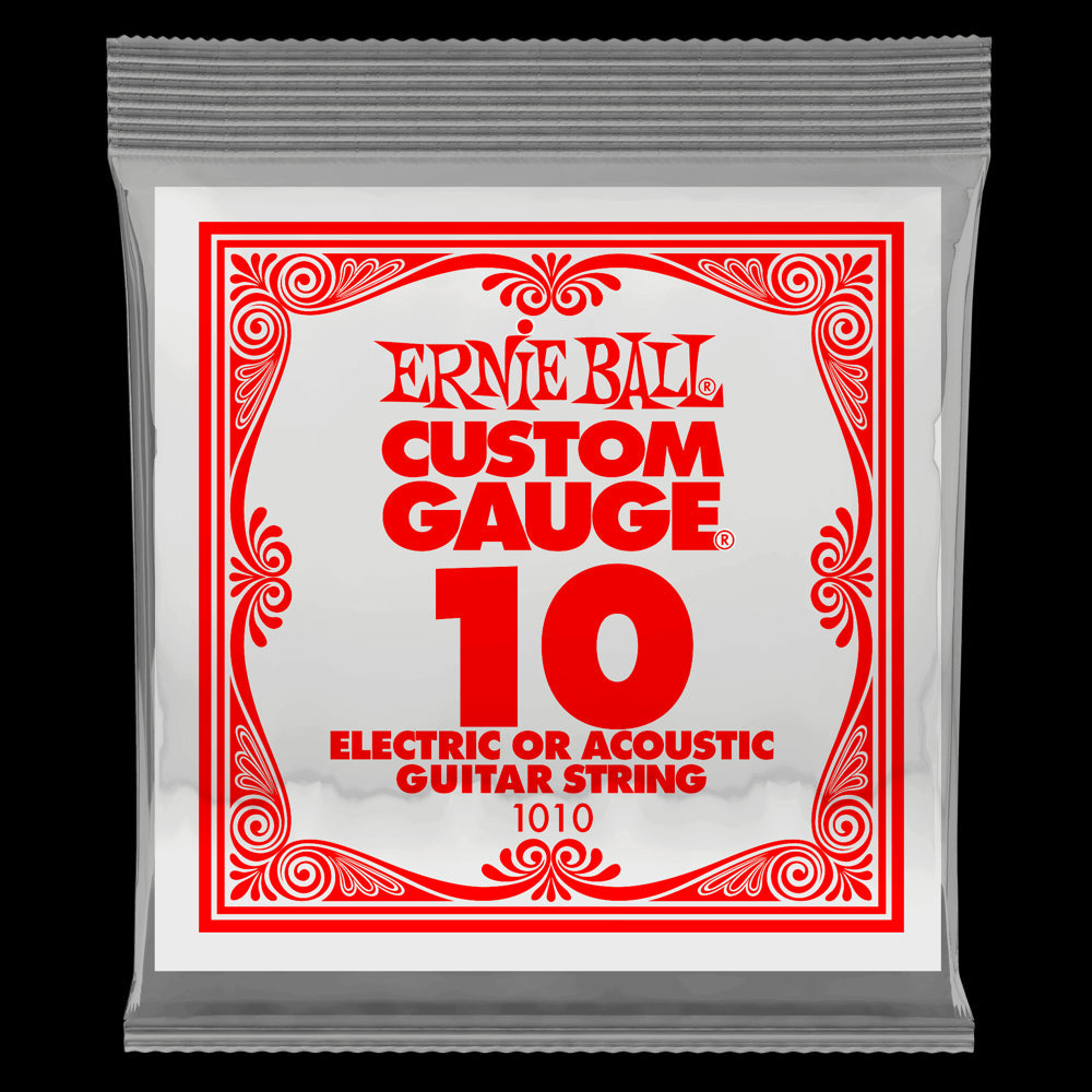 6 x Ernie Ball .010 Plain Guitar Single String