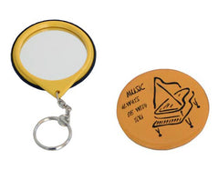 Key Ring Mirror-Yellow w/Piano