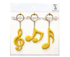 Key Ring Set(3Pc)Clef/Quav/Semi Yellow