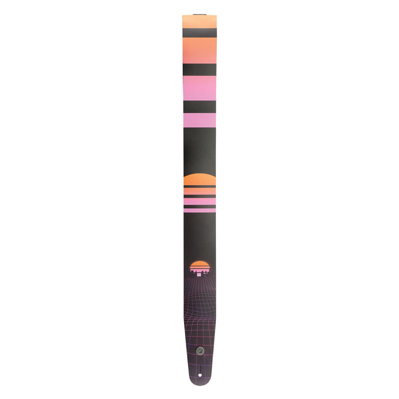 D'Addario Outrun Printed Leather Guitar Strap, Power Grid