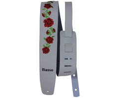 Basso Guitar Strap - Synthetic LightGrey Floral Embroidered VTFL04