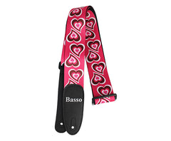 Basso Guitar Strap - Polyester Pop Art Pink Hearts DE19
