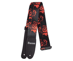 Basso Guitar Strap - Polyester Pop Art Red Roses DE27