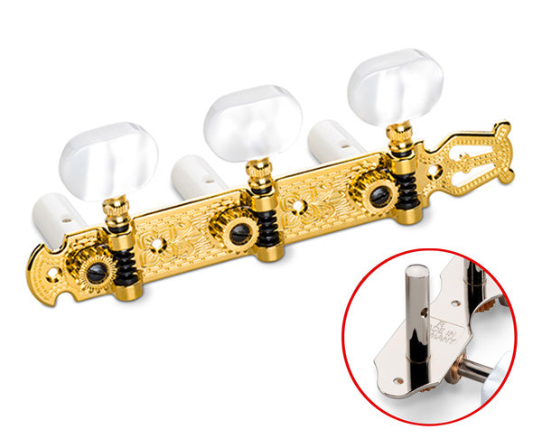 Schaller Mach 3/3 Steel/Lyre Plate.Slotted. Gold 8011011500
