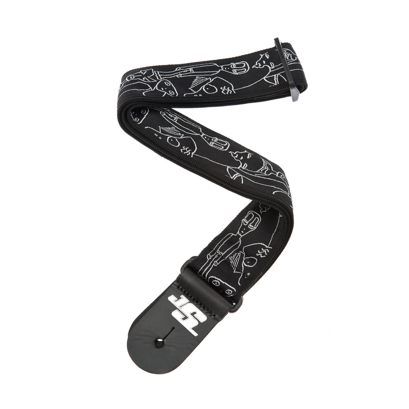 D'Addario Joe Satriani Guitar Strap, Silver Sketches