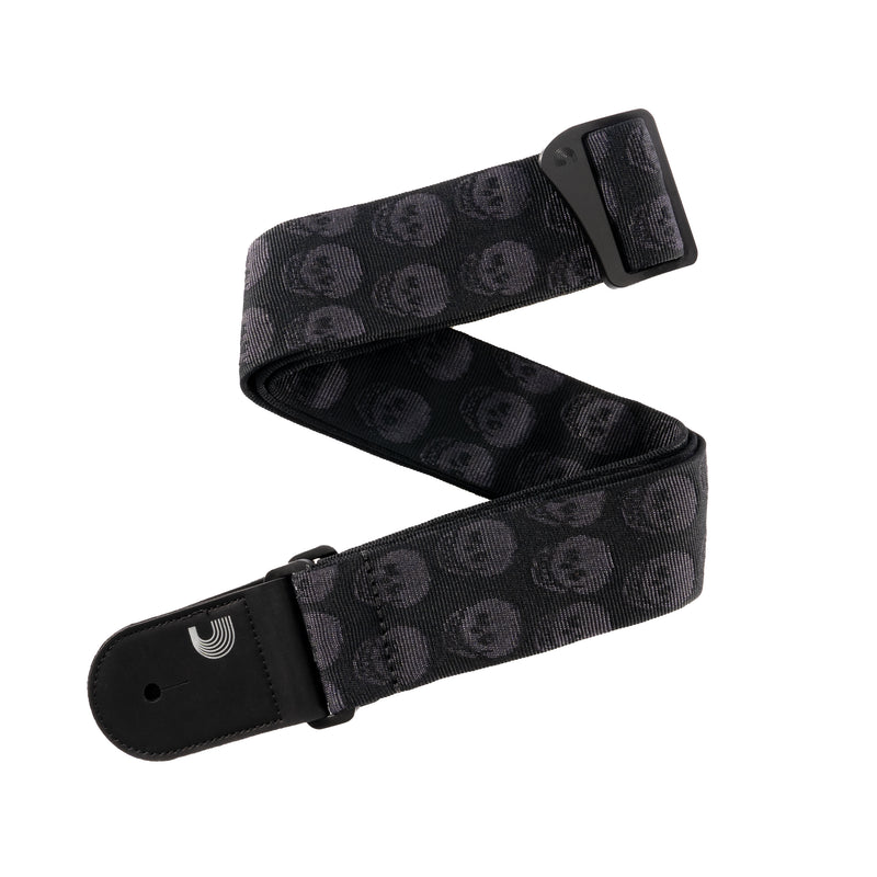 D'Addario Woven Guitar Strap, Skulls Black Tubular