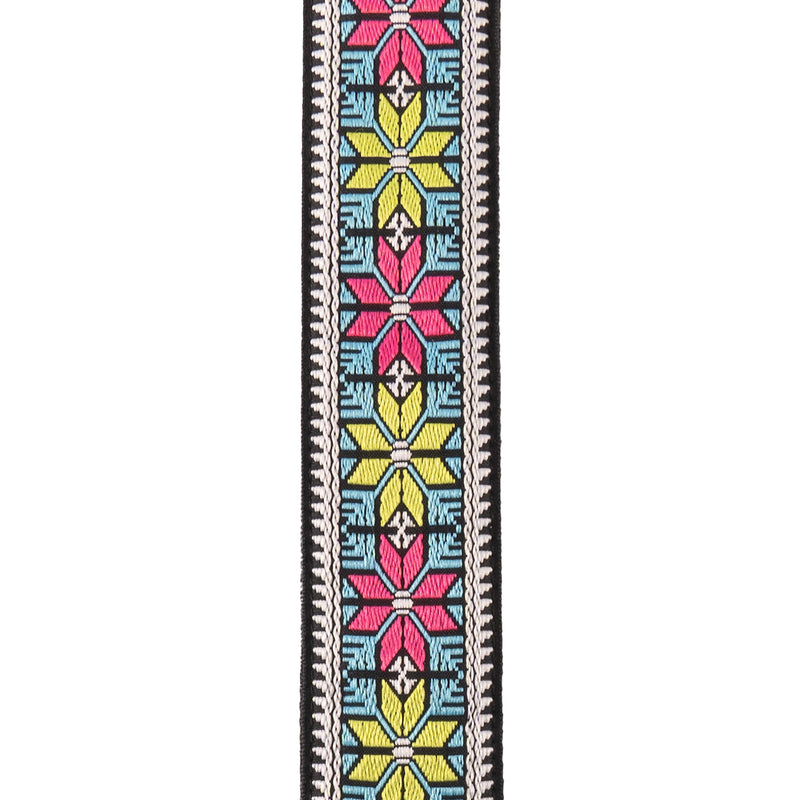 D'Addario Pad Lock Woven Guitar Strap, Parallel Flowers