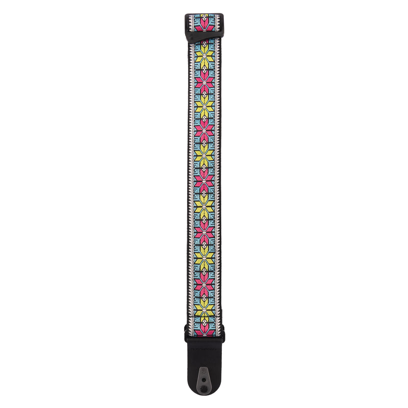 D'Addario Pad Lock Woven Guitar Strap, Parallel Flowers