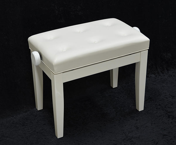 Linley Adjustable Piano Bench w/ Buttoned Seat - White