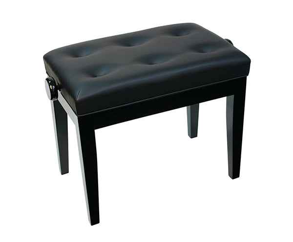 Linley Adjustable Piano Bench w/ Buttoned Seat - Black