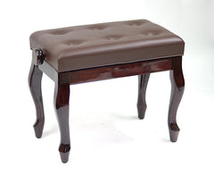 Linley Adjustable Piano Bench w/ Buttoned Seat and Cabriolet Legs - Mahogany