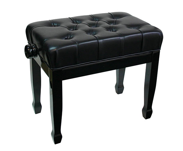 Linley Adjustable Piano Bench w/ Buttoned Seat and Padded Edge - Black