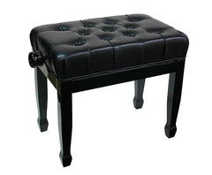 Linley Adjustable Piano Bench w/ Buttoned Seat and Padded Edge - Black