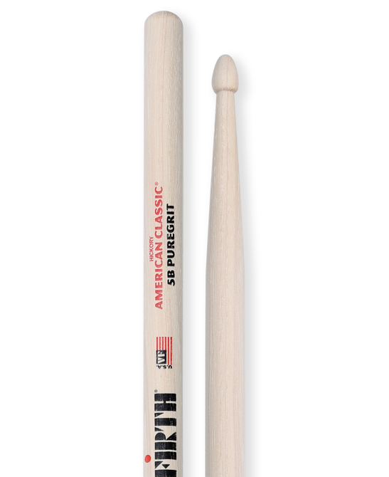 Vic Firth American Classic® Wood Tip 5B PureGrit -- No Finish, Abrasive Wood Texture