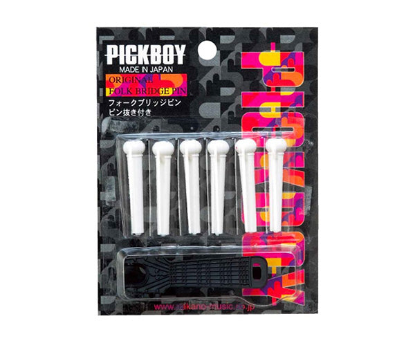 Guitar Bridge Pin-Set Pickboy w/Pin Pry-White