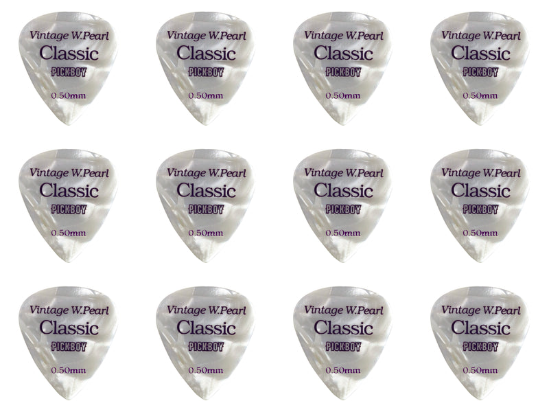 Pickboy Guitar Pick - Vintage White Pearl (12pack) .50