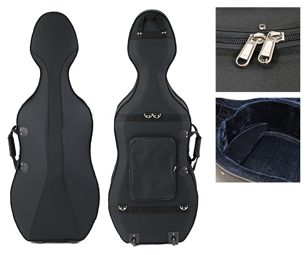 TG Lightweight Cello Case with wheels - Black 1/2