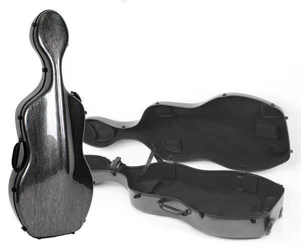 HQ Polycarbonate Cello Case-Silver & Black 4/4 4kg - LARGE