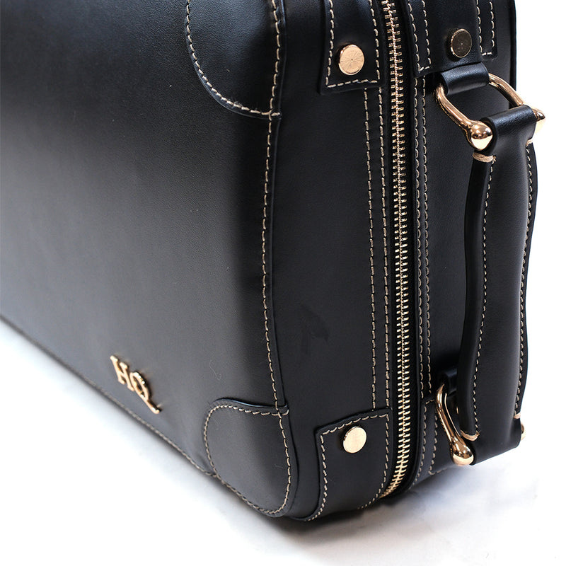 HQ Prestige Italian Leather Oblong Violin Case - Black