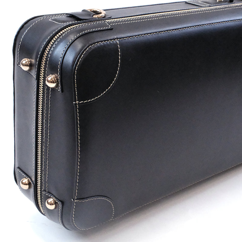 HQ Prestige Italian Leather Oblong Violin Case - Black