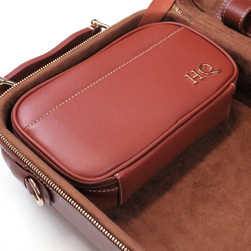 HQ Prestige Italian Leather Oblong Violin Case - Brown