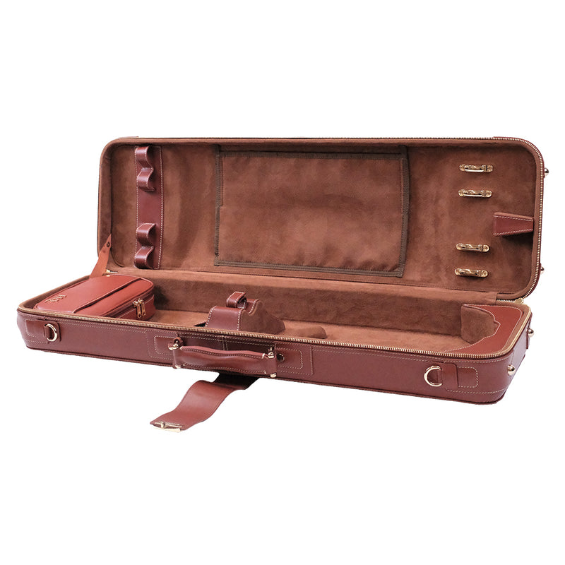 HQ Prestige Italian Leather Oblong Violin Case - Brown