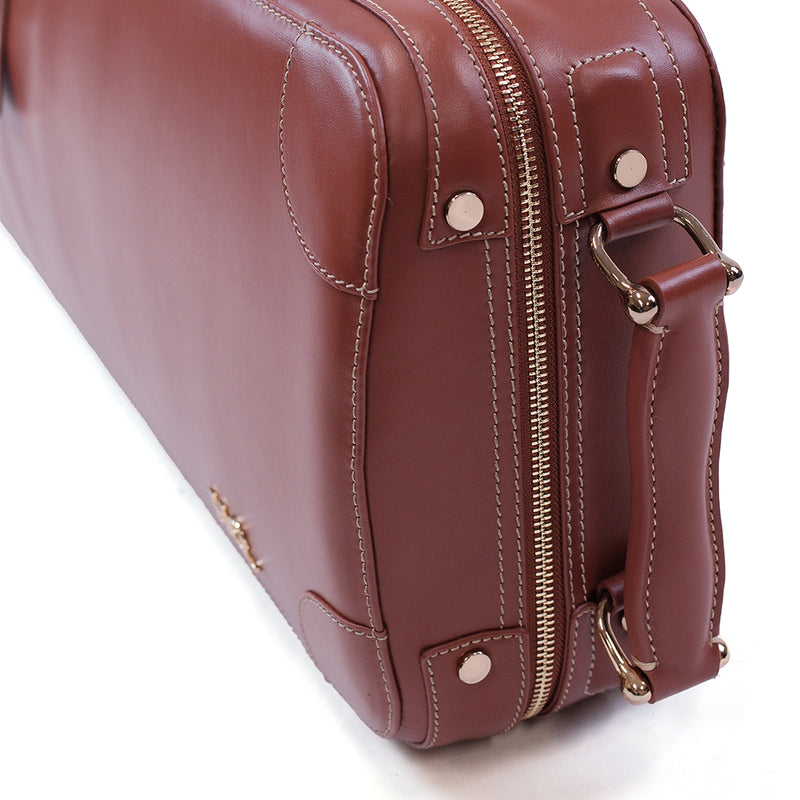 HQ Prestige Italian Leather Oblong Violin Case - Brown