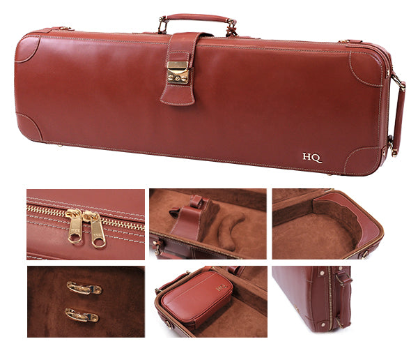 HQ Prestige Italian Leather Oblong Violin Case - Brown