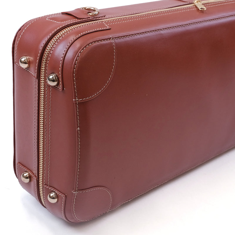 HQ Prestige Italian Leather Oblong Violin Case - Brown