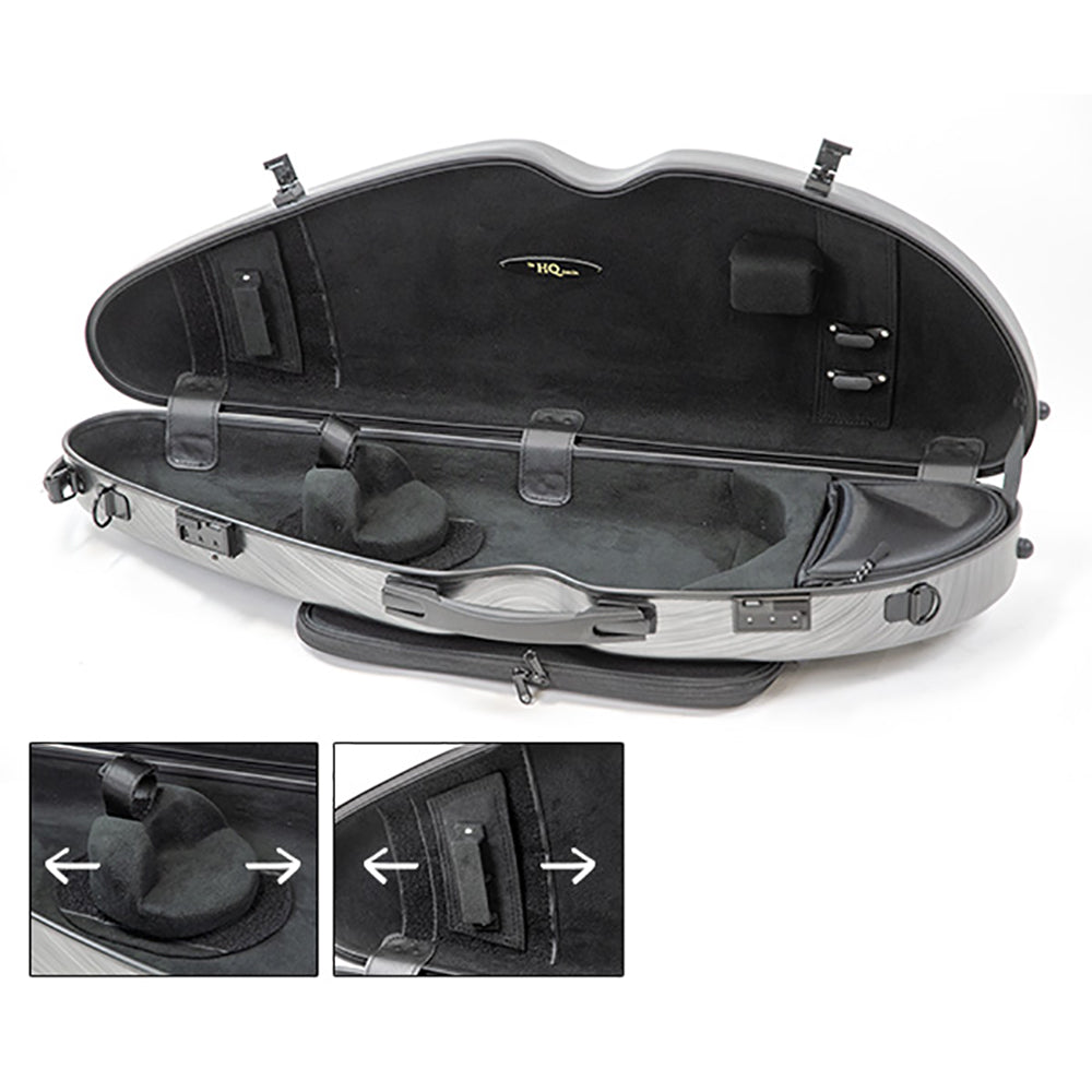 HQ PC Half Moon Violin Case Brushed Blue Adjustable 4/4-1/2