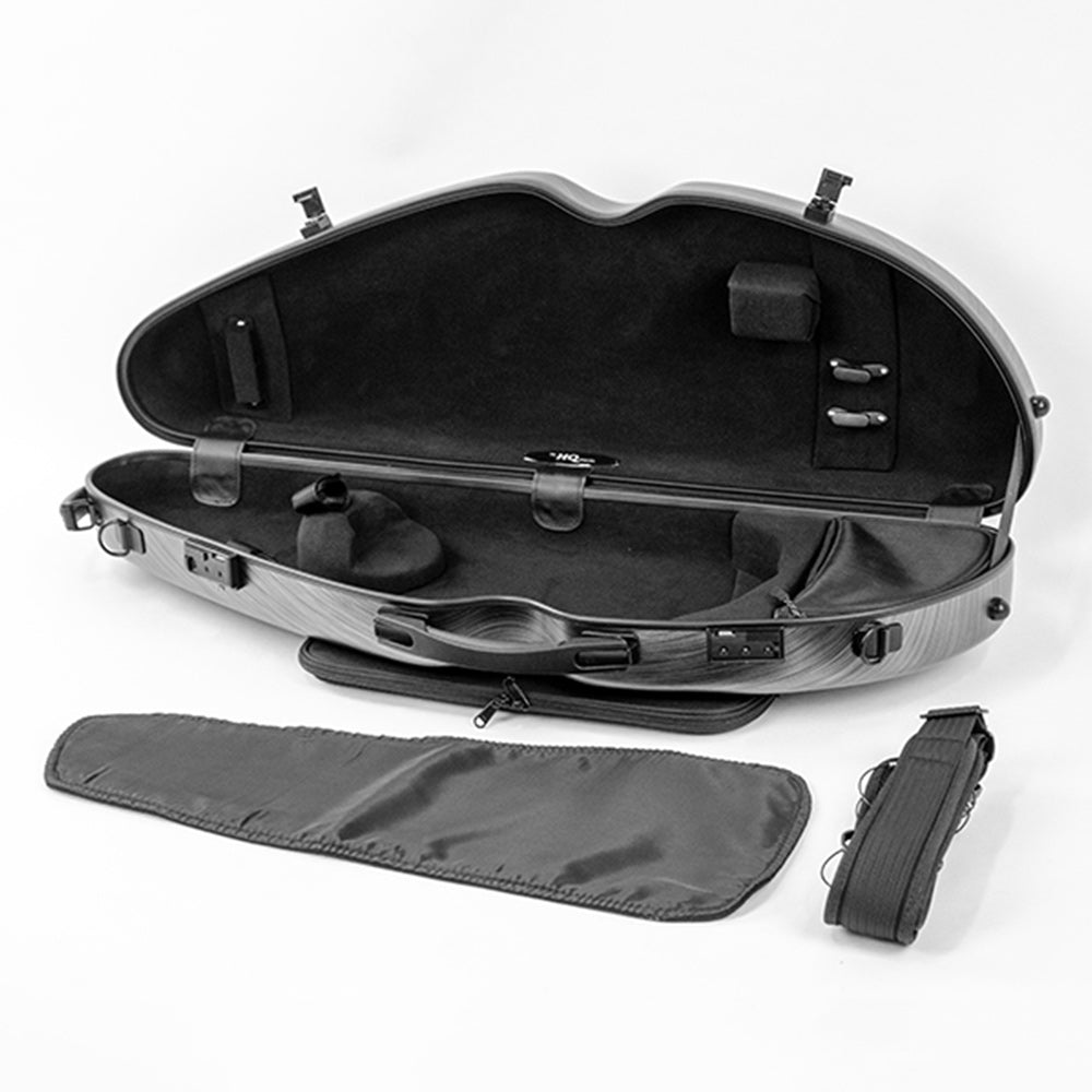 HQ PC Half Moon Violin Case Brushed Silver & Black