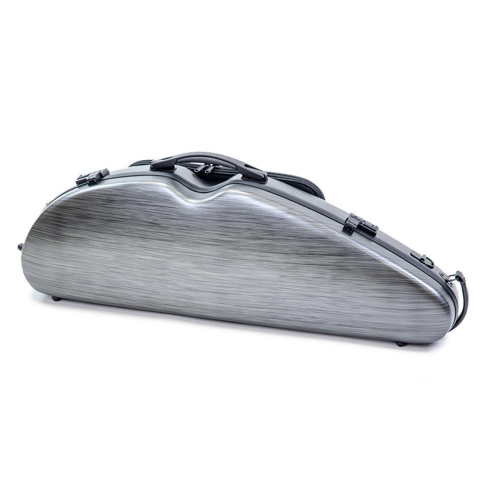 HQ PC Half Moon Violin Case Brushed Silver & Black
