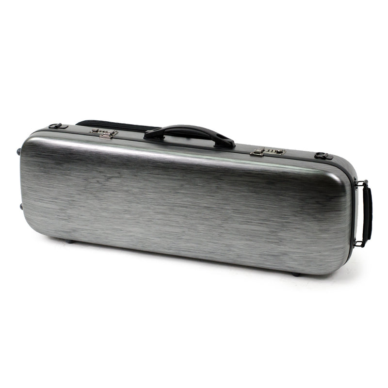 Oblong Violin Case-HQ Polycarbonate-Brushed Black&Silv
