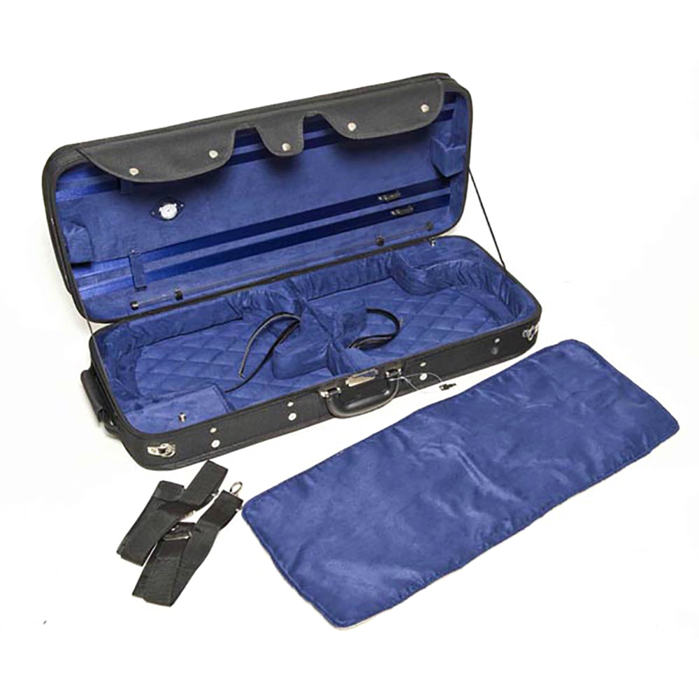 HQ Double Violin Case Woodshell Black/Blue