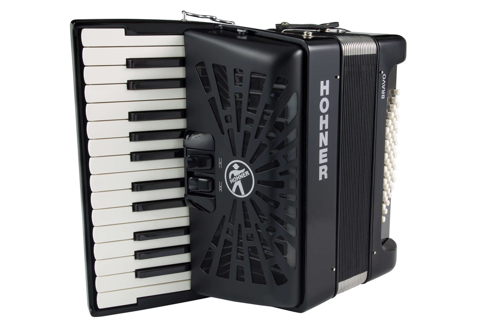 Hohner BRAVO II 48, SILENTKEY, BLACK