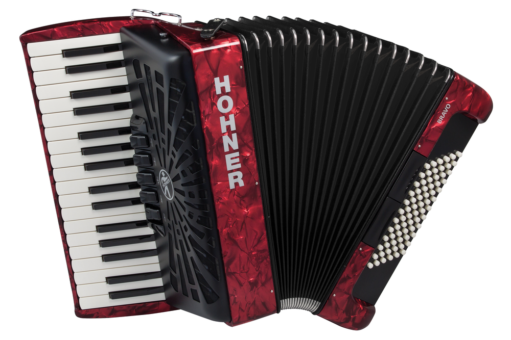 Hohner BRAVO III 72, SILENTKEY, RED