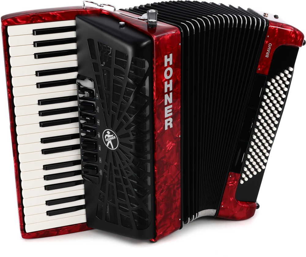 Hohner BRAVO III 96, SILENTKEY, RED